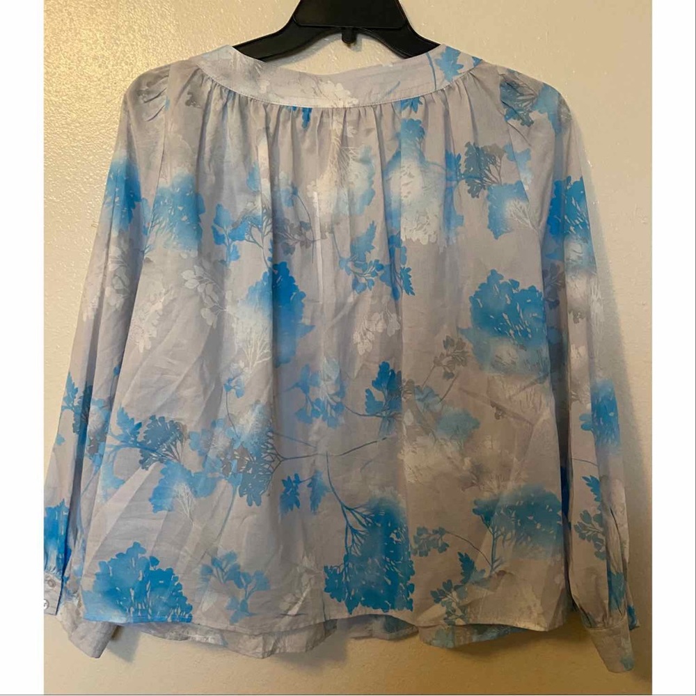 Calvin Klein Floral Print Square Neck Long Sleeve Blouse New - Picture 3 of 5